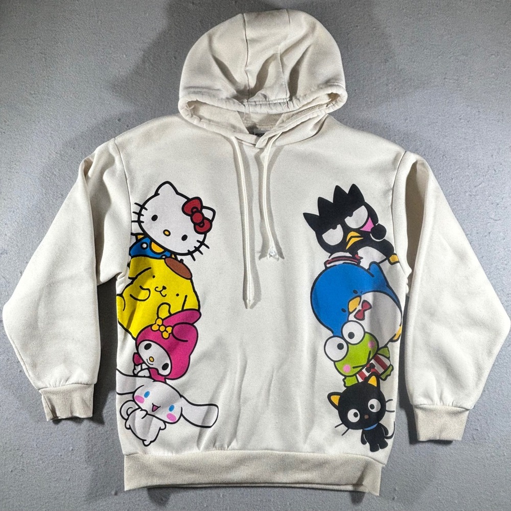 Sanrio Hello Kitty and Friends Cream Graphic Hoodie Large Kawaii Streetwear